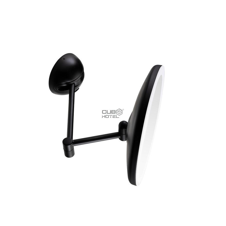 Black Rotating Wall Mirror with 3X Magnification and LED Light Black Rotating Wall Mirror with 3X Magnification and LED Light